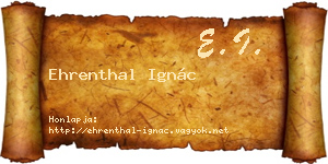 Ehrenthal Ignác névjegykártya