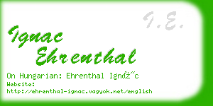 ignac ehrenthal business card